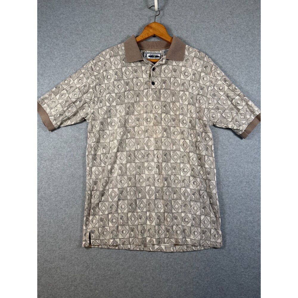 Vintage Riggings Golf Gear Men's Medium Geometric Golfer Print Polo Shirt 4008